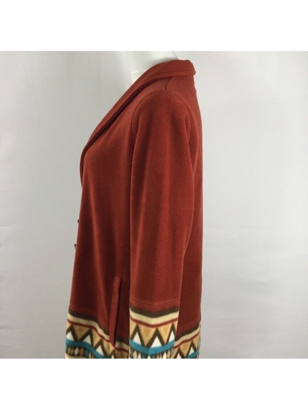 Koret Fringe Fleece Southwestern Toggle Button Longline Duster Jacket Size PS - Picture 7 of 15